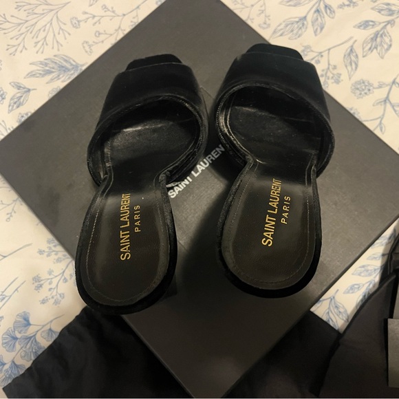 Saint Laurent Black Velvet Heels - Picture 3 of 5